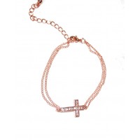 Rose Gold Sideways Cross Dainty Bracelet 